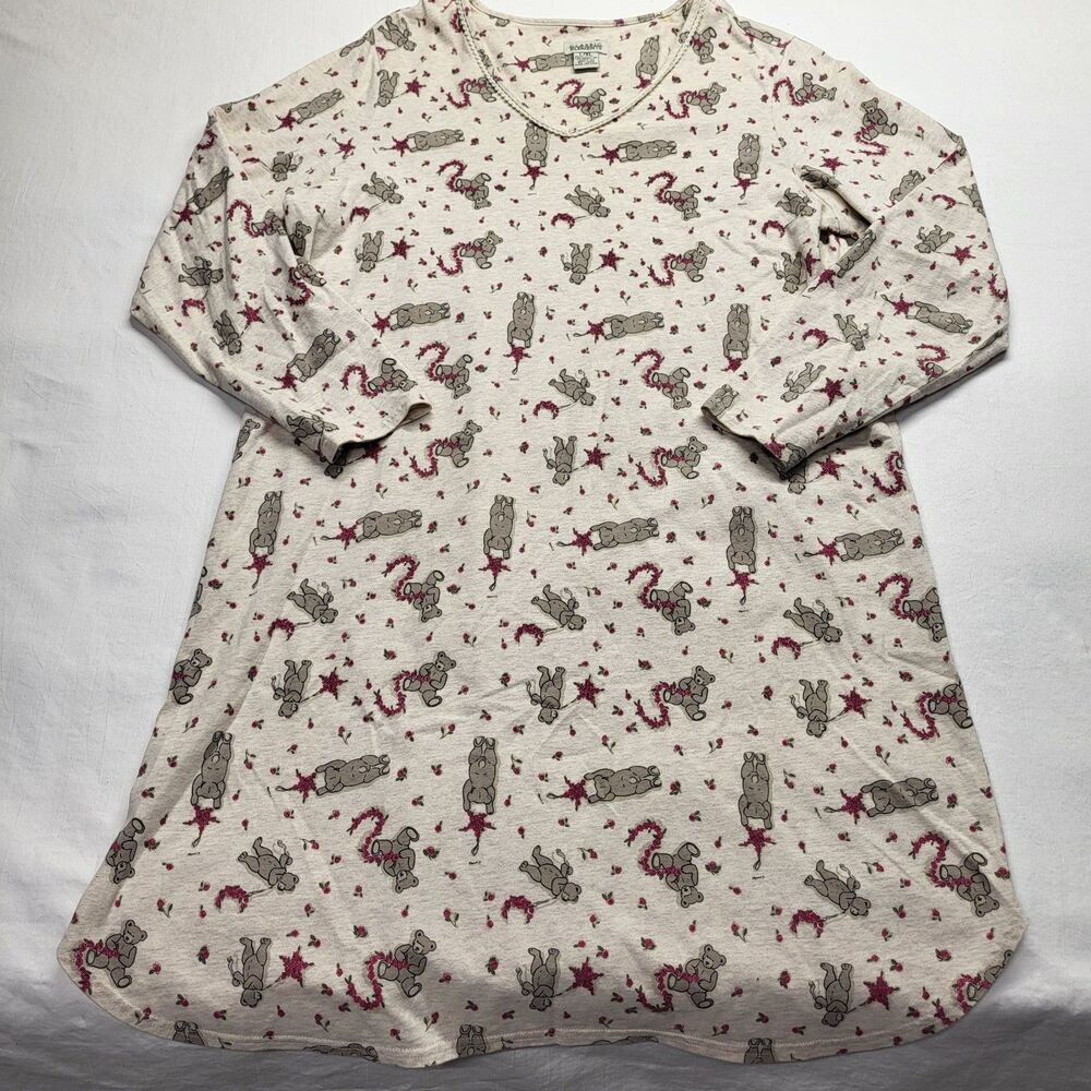VTG Classic Elements 100% Cotton Nightgown Beige Bears COZY L/XL